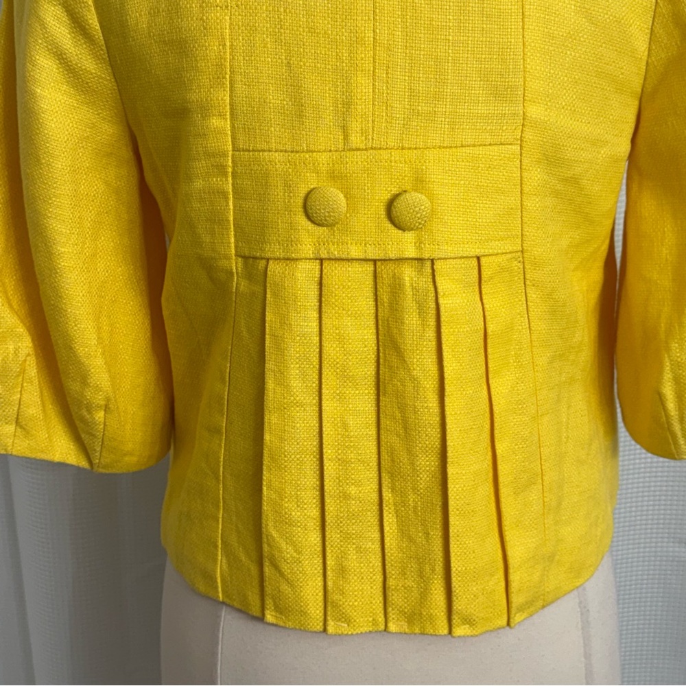 H&M Women's Vintage Style Textured Weave 3/4 Sleeve Cropped Jacket, Yellow, Sz 6 - Picture 6 of 10